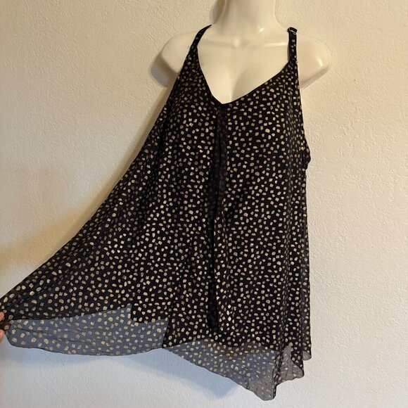 SWIMSUITS FOR ALL Sleeveless Crossback Top With Built-In Bra Gold Black - Picture 4 of 10